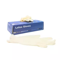 Gants d'examen non stériles poudré latex - Boîte de 100
